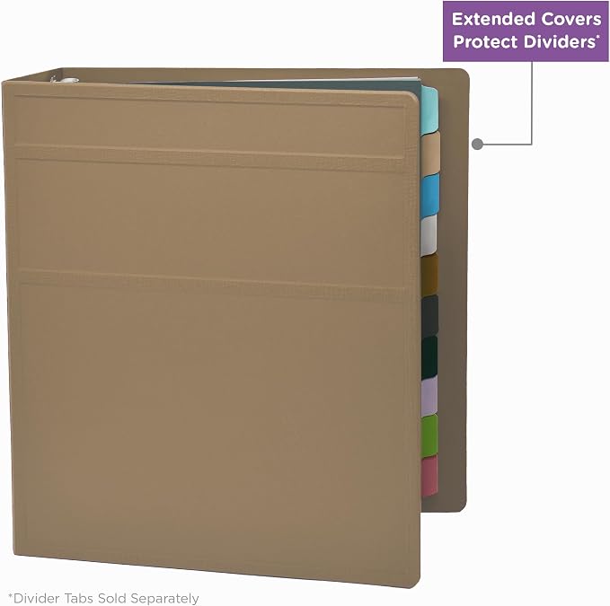 Carstens 2-Inch Heavy Duty 3-Ring Binder - Side Opening, Sand, Durable Plastic, No-Gap Rings, Waterproof Covers, No Pockets, Holds 300 Letter-Sized Sheets, BPA-Free, Made in USA (5825-3R), Case of 16