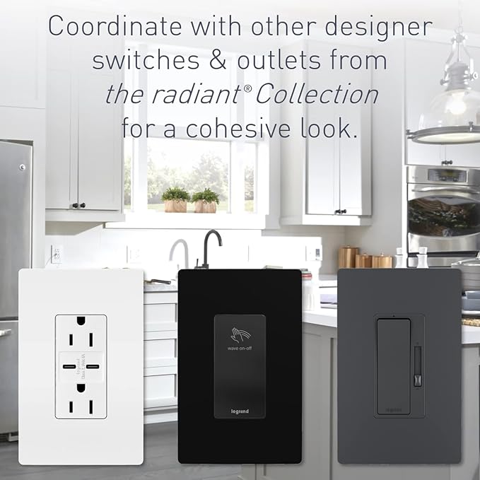 Legrand Radiant Quad USB 4.2A Type A Decorator Outlet Nickel | Pass & Seymour Convinent USB Charging, Multi Port USB for Phones and Tablets, Child Safe, 4 Ports