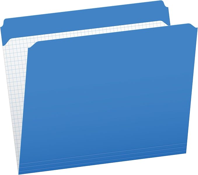 Pendaflex Color File Folders with Interior Grid, Letter Size, Blue, Straight Cut, 100/BX (R152 BLU)
