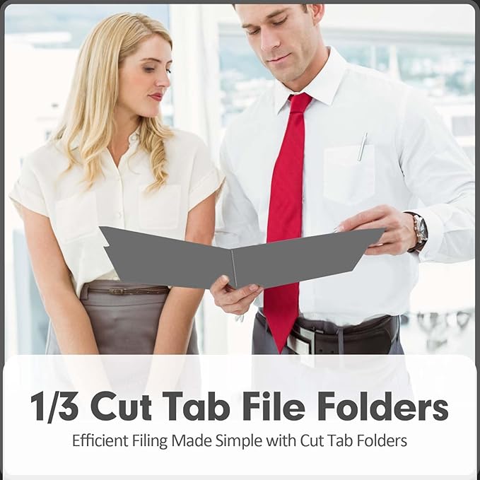File Folder, PANDRI 120 Pack File Folder, 1/3 Cut Tab, Letter Size, Filing Folder for Office School Business, Dark Gray