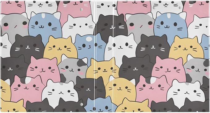3 Ring Binder Cats Cute Animal 1.5 inch Binders Three Ring Binders with Clipboard Fit 8.5'' x 11'' Paper 3 Interior PVC Clear Pockets for Office Supplies