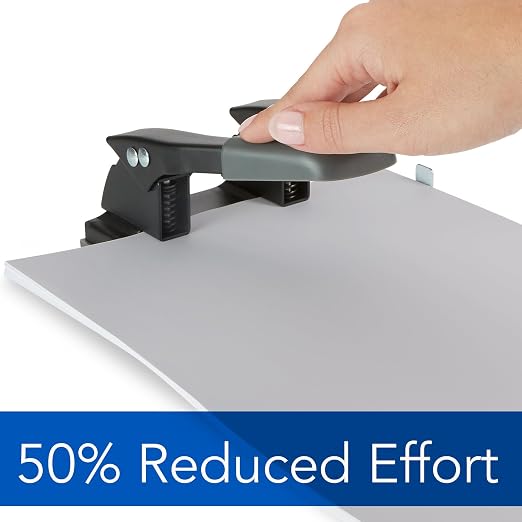 Swingline 2 Hole Punch,28 Sheet Capacity Hole Puncher,Paper Punch,Low Effort Comfort Handle,Alignment Guide,Black (74050),(Pack of 12)