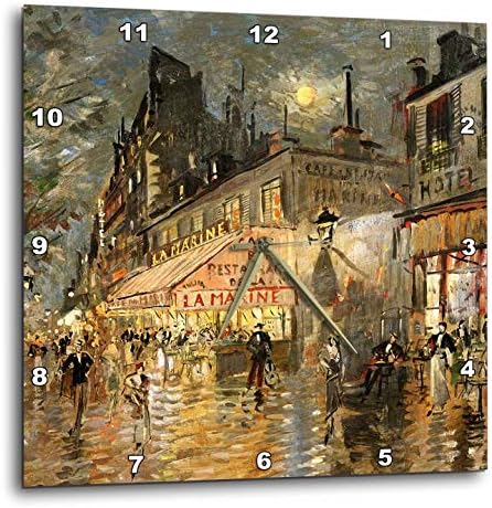 3dRose Wall Clock Silent - 10 inch - Constantin Korovin - Cafe La Marine in Paris - VintageChest – Masterpieces