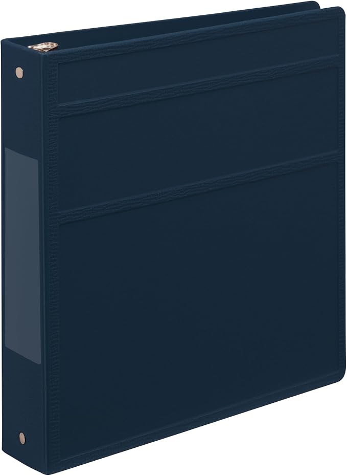Carstens 1.5-Inch Heavy Duty 3-Ring Binder - Side Opening, Navy Blue, Durable Plastic, No-Gap Rings, Waterproof Cover, No Pockets, Holds 250 Letter Sheets, BPA-Free, Made in USA (2024-3R), Case of 20