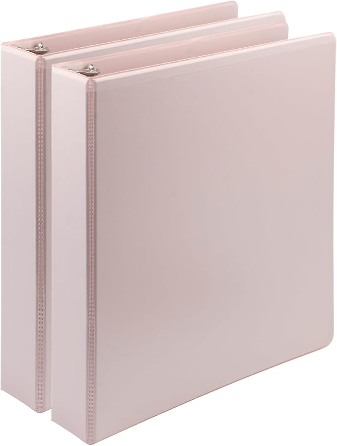 Samsill Plant-Based 1.5 Inch Durable D-Ring, View Binder, Eco-Friendly, USDA Certified Biobased, 2 Count,Pack of 1 Rose