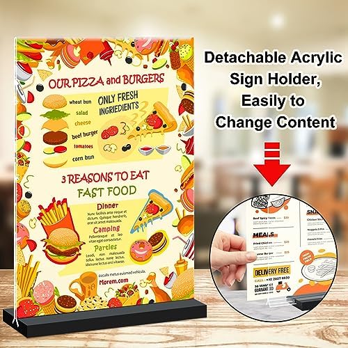 Seencool 8.5x11 Acrylic Sign Holder Vertical Double-Sided Tabletop Sign Holder with Black Base, Plastic Picture Frame Paper Holder, Clear Menu Display Stand for Office Restaurant Store Home 8 Pack