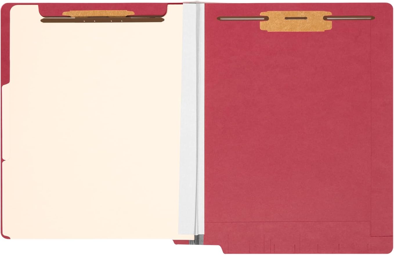 Smead End Tab Classification File Folder, 2 Dividers, 2" Expansion, Letter Size, Red, 10 per Box (26838)