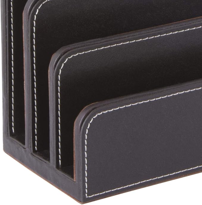 Osco Brown Faux Leather Letter Holder