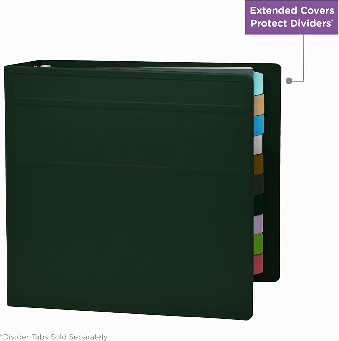 Carstens 4-Inch Heavy Duty 3-Ring Binder - Side Opening, Forest Green, Durable Plastic, No-Gap Rings, Waterproof Cover No Pockets, Holds 600 US Letter Sheets, BPA-Free Made in USA (1850-3R) Case of 10