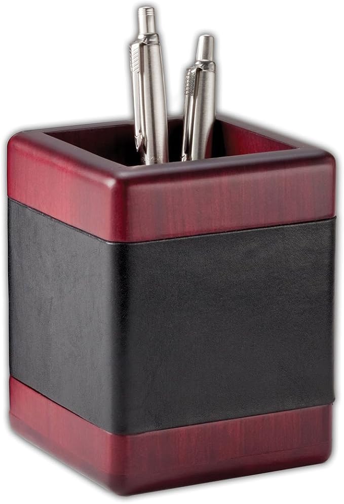 Dacasso Rosewood and Leather Pencil Cup