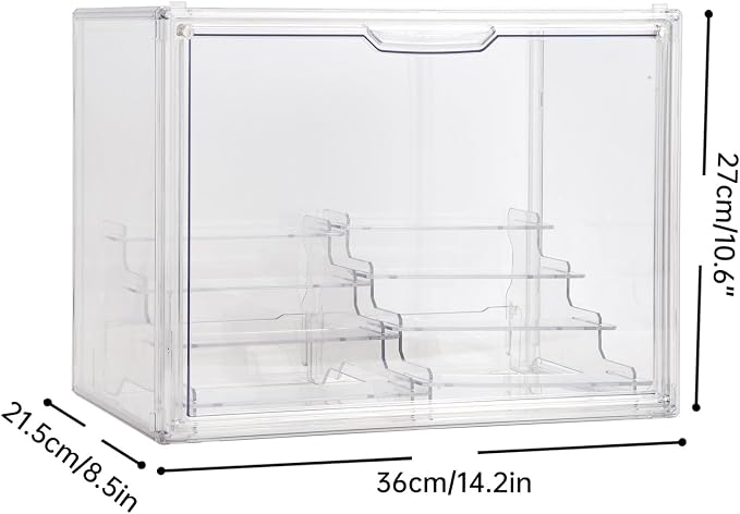 BOHOIDEE Clear Acrylic Display Case with Two Display Shelves for Figures, Dustproof Storage Organizer Box with Magnetic Door, Acrylic Collectibiles Showcase