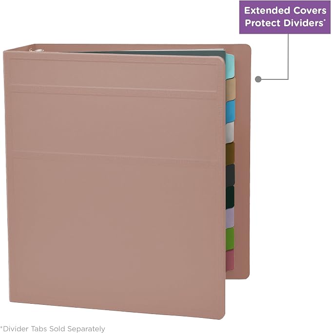 Carstens 3-Inch Heavy Duty 3-Ring Binder - Side Opening, Dusty Rose, Durable Plastic, Precision No-Gap Rings, Waterproof Cover, No Pockets, Holds 400 US Letter Sheets, BPA-Free, Made in USA (1746-3R)