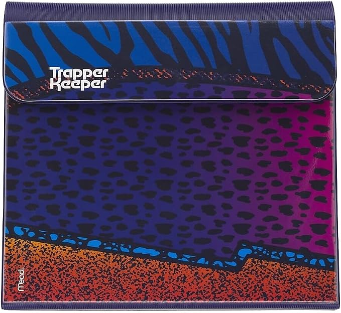 Mead Trapper Keeper Binder, Retro Design, 1 Inch Binder, 2 Folders and Extra Pocket, Metal Rings and Spring Clip, Secure Storage, Animal, Mead School Supplies (260038CP1-ECM)