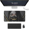 Large Mouse Pad Gaming Aesthetic Anime Girl Japanese Samurai Portrait Big Computer Desk Mat Desk Pad for Keyboard and Mouse Mat Non-Slip Base 30x60cm