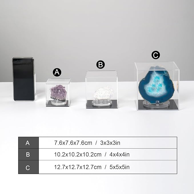 4x4x4Inch Transparent Acrylic Cube Containers with Lid Storage Box | Square Action Figures Home Storage Organizing Toys Craft Supplies Display Case, Countertop Plexiglass Display Case