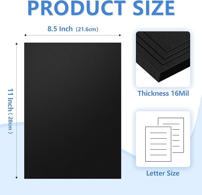 HOUYEE 50 Pack 16 Mil Binding Presentation Covers, Sand-Textured, 5 Colors | Plastic Back Binding Polycovers, 8.5x11 Inch Letter Size, Un-Punched,Office Use (Black,Yellow,Red,Green,Blue)