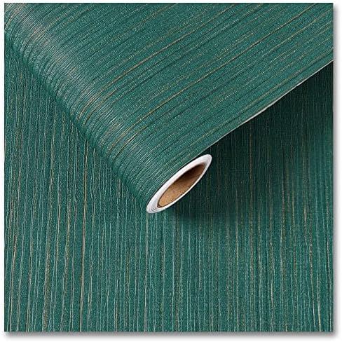 CRE8TIVE Teal Green Grasscloth Wallpaper Textured Wallpaper Stick and Peel Faux Grass Cloth Contact Paper for Walls Adhesive Linen Fabric Removable Wall Paper for Bedroom Kitchen Furniture 12"x354"