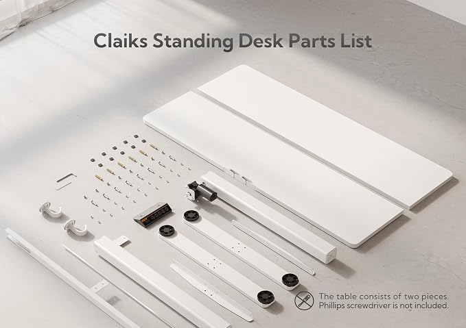 Claiks Electric Height Adjustable Standing Desk, 48x24 Inch, White | Smooth Height Adjustment, 3 Memory Presets, Cable Management Hub&Hook, Stable Steel Frame, 176lbs Capacity, Easy Assembly