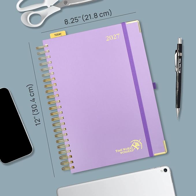 POPRUN 2027 Daily Planner One Page Per Day, Large 8.5" x 12" Calendar Book