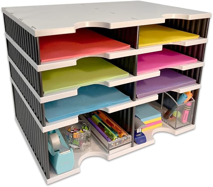 Ultimate Office TierDrop Desktop Organizer, 6 Compartment with Riser Base | Riser base lifts compartments for easy access to lower slots and stores supplies underneath; sorts mail, forms, paperwork