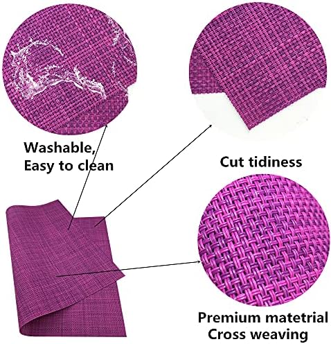 WAZAIGUR Placemats Crisscross Woven Vinyl Place Mats Set of 8 Purple