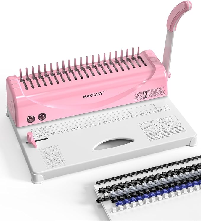 Binding Machine, 21-Hole, Comb Binding Machines with 100PCS Comb Bindings Spines, Comb Binder for Letter Size, A4, A5 Paper
