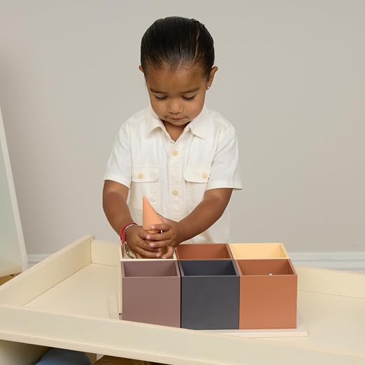 Excellerations Wooden Sorting Boxes - Natural Colors - Set of 6 with Tray