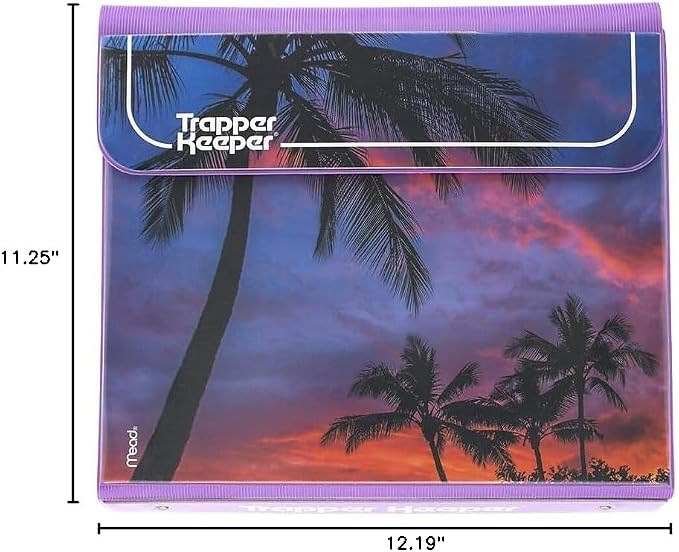Mead Trapper Keeper Binder, Retro Design, 1 Inch Binder with Folders and Pockets, Holds 8-1/2" x 11" Paper, Palm Trees (260038FDE1-ECM)