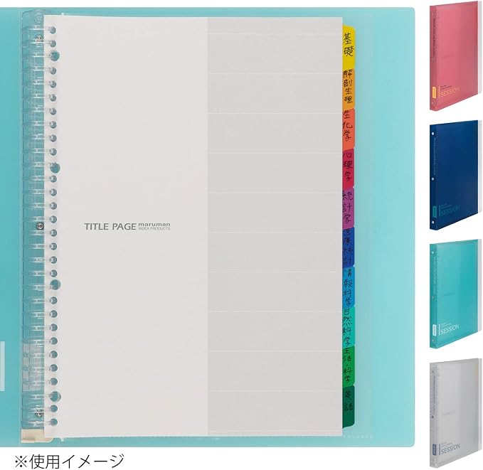 Maruman Session 30-Ring Binder, 5 Tab Dividers, A4 8.27"x11.69", Light Blue | Flexible Translucent Cover, Holds Up To 90 Sheets, Erasable Tabs, Storage Pocket, For Loose-Leaf Organization, Made in Japan