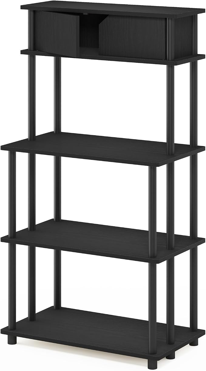 Furinno Turn-N-Tube Toolless Multipurpose Printer Stand Display Storage Shelf with Top Cabinet, Americano/Black