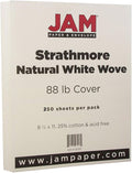 JAM PAPER Strathmore 88lb Cardstock - 8.5 x 11 Coverstock - 237 gsm - Natural White Wove - 250 Sheets/Ream