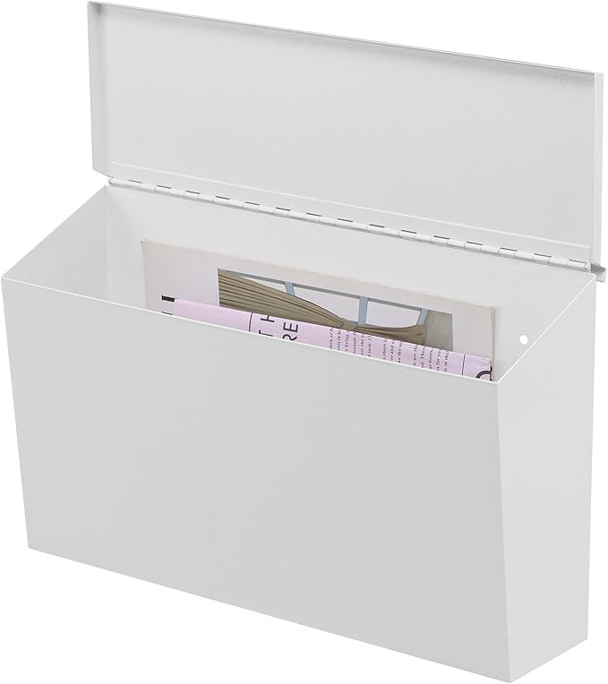 KYODOLED Wall-Mount Mailbox, Large Capacity Mail Box, Galvanized Steel Rust-Proof Metal Post Box, Mailboxes for Outside,15.7"x9.9"x4.9" White
