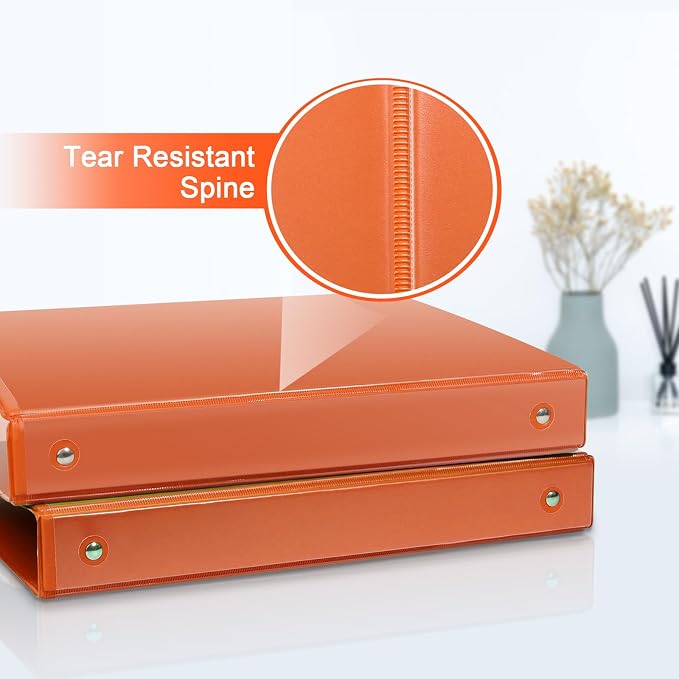 COMIX Sturdy 1 Inch 3 Ring Binder with Clear View Cover | 1"Heavy Duty Round Ring,PVC-Free Board,Holds 200 Letter Sheets,Wholesale for Offices & Classrooms,6 Pack (Orange)