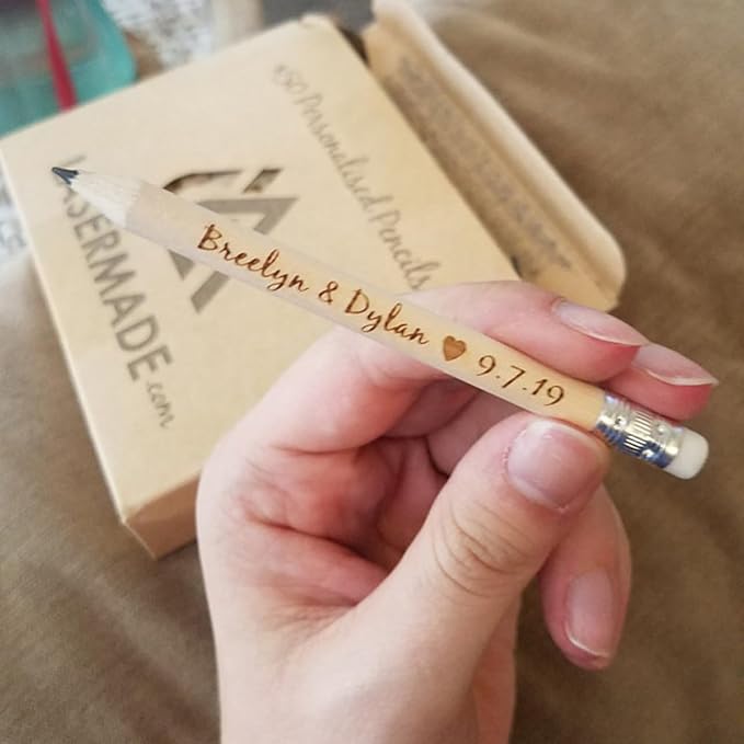 Personalized Name Pencils,Bridal Shower Pencils for Games, mini Pencils with Eraser, Personalized Golf Pencils, Half Pencils with Eraser, Wedding Favors for Guests Bulk (50 PCS)