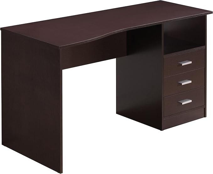 Techni Mobili 51 Inch Classic Computer Desk w/Drawers & Storage, Wenge | 51 Inch classic desk with 3 drawers, spacious storage, sturdy frame, and functional home office workstation for modern setups