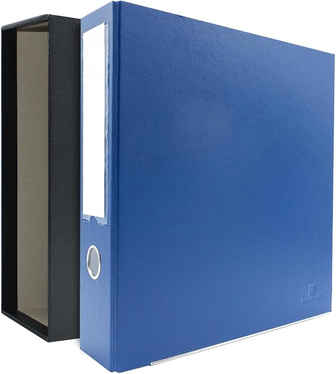 3-Ring Premium Binder & Slip Case - Navy, by Bindertek | 3" Spine Width, 525 Sheet Capacity, 2" D-Rings, Linen-Textured Covers, Steel Reinforced Edges