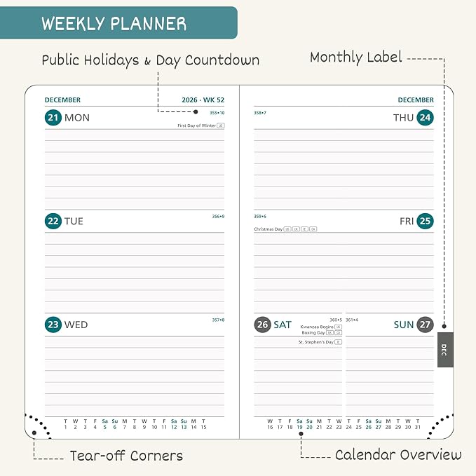 BEZEND Pocket Calendar 2027, Weekly Monthly Planner for Purse (3.5" x 6")