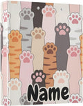 Custom 3 Ring Binder Cat Paw Prints 1.5" Round Ring Binders Personalized Name View Binder with 200 Sheet for Kids School Supplies Women Men Office, 1 Pack