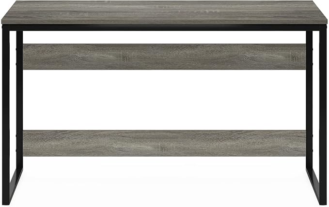 Furinno Moretti 52-Inch Wide Metal Frame Desk, Grey Oak | Open Frame, Rectangular, Gaming Desk, for Computer, Writing, for Home Office, Study Room, Dorm