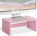TEAMIX Pink Monitor Stand - 6.7 inch Tall, Wood Riser, Desktop Organizer