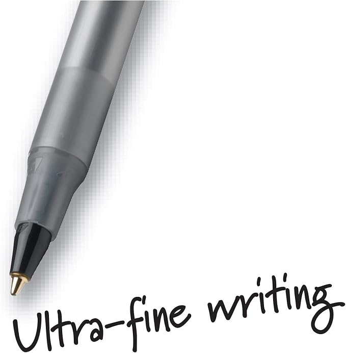 BIC Round Stic Ball Pen, Fine Point, 0.8mm, Black, 12 Pens (GSF11-Blk)