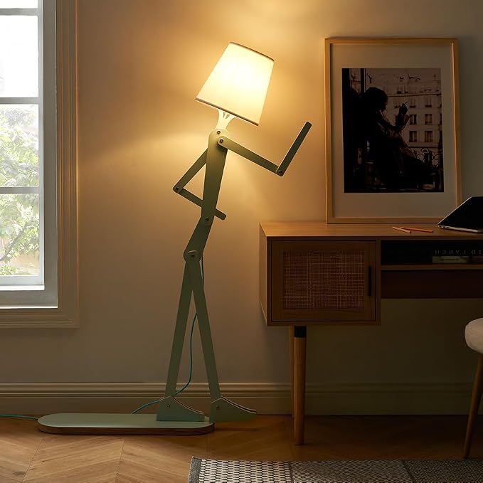 Unique Wood Floor Lamp for Living Room Bedroom Office Corner Reading | Plywood Construction, Corner Decorative, Reading Light, Farmhouse Style, Kids Room Gift