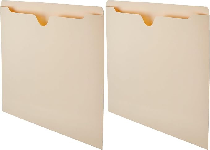Amazon Basics File Jackets for Organizing Documents, Reinforced Straight-Cut Tab, Flat-No Expansion, Letter Size, Manila, 200-Pack