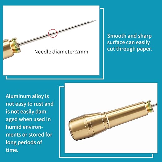 Bookbinding Hole Punching Kit, Complete Set with Awl, Cradle, Aluminum Alloy, Self-Locking Design for DIY Crafts, Notebooks, Journals, Planners (Bidirectional Limit)