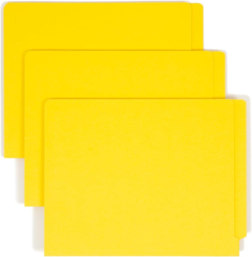 Smead End Tab Fastener File Folder, Shelf-Master® Reinforced Straight-Cut Tab, 2 Fasteners, Letter Size, Yellow, 50 per Box (25940)