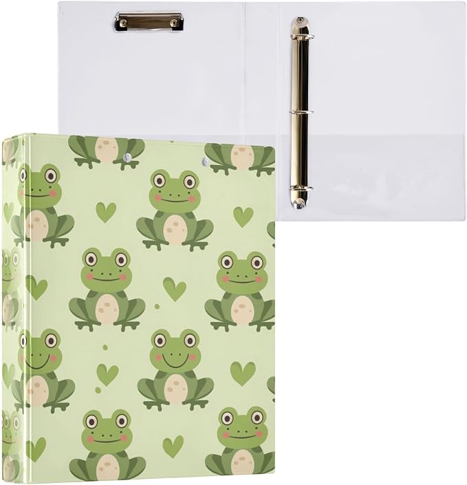 ALAZA 3 Ring Binder Frog Cute Animal Clipboard Round Ring Binder Holds 1.5 Inch Three Rings Binder Heavy Duty Binders for School Office Supplies, 1Pack