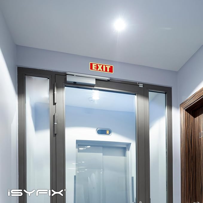 iSYFIX Exit Glow in the Dark Sign Aluminum – 6 Pack 12x4 Inch – Photoluminiscent, Laminated for Ultimate UV, Weather & Fade Resistance, Indoor & Outdoor for Business, School, Office, Warehouse