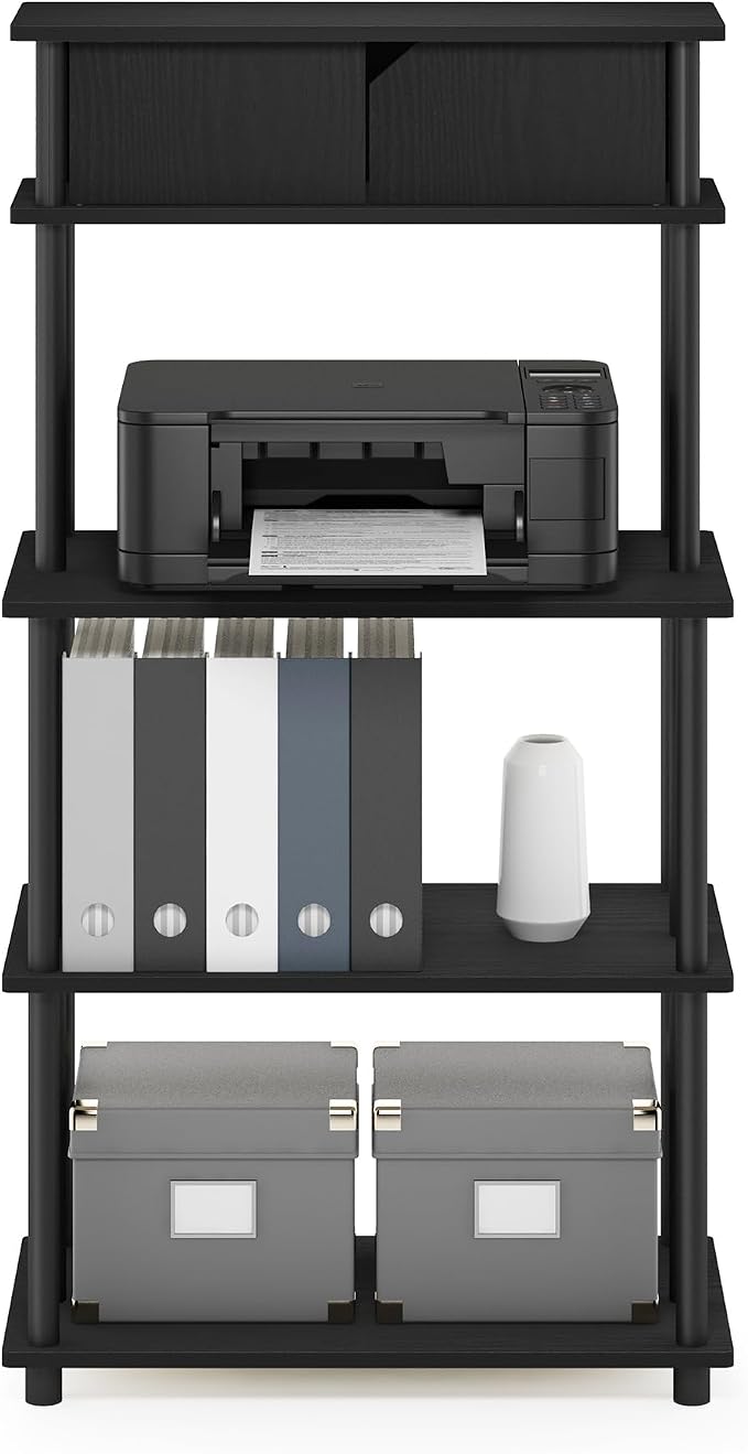 Furinno Turn-N-Tube Toolless Multipurpose Printer Stand Display Storage Shelf with Top Cabinet, Americano/Black
