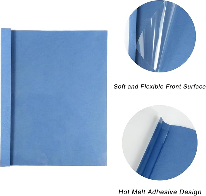 RAYSON TBC12-25 Thermal Binding Covers, 1/2 Inch, Blue Letter Size Holds 120 Sheets, 25 Pack