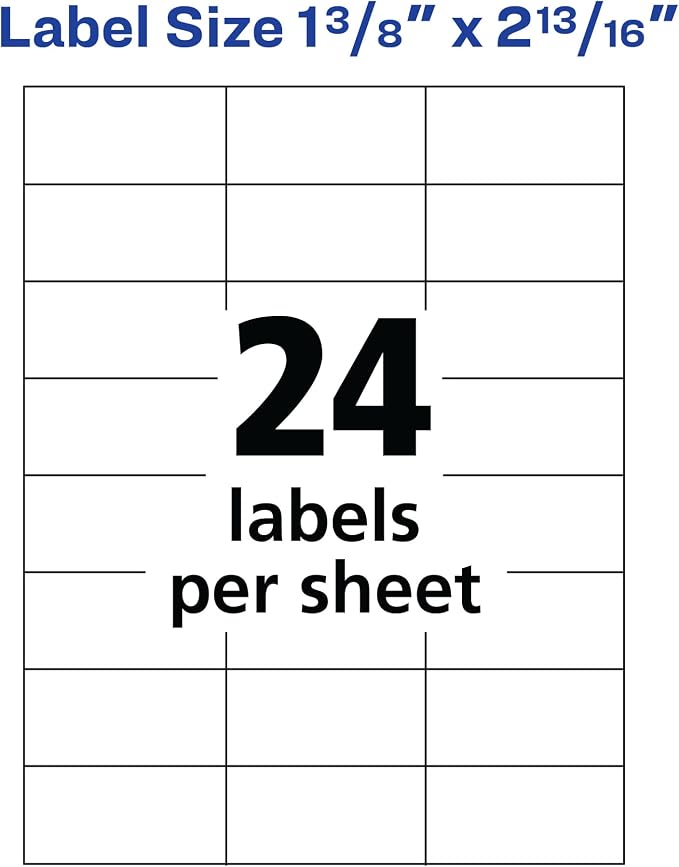 Avery® Printable Address Labels for Copiers, 1-3/8" x 2-13/16", White, 2,400 Blank Mailing Labels (05363)